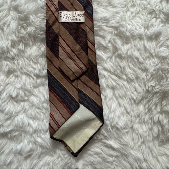Sergio Nucci Brown Stripes Neck Tie - Picture 2 of 8